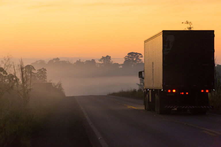 Semi-truck on winter